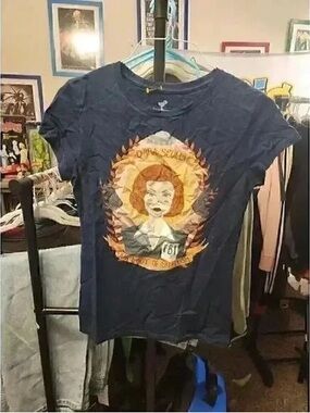 Navy Graphic Tee with Orange Crest